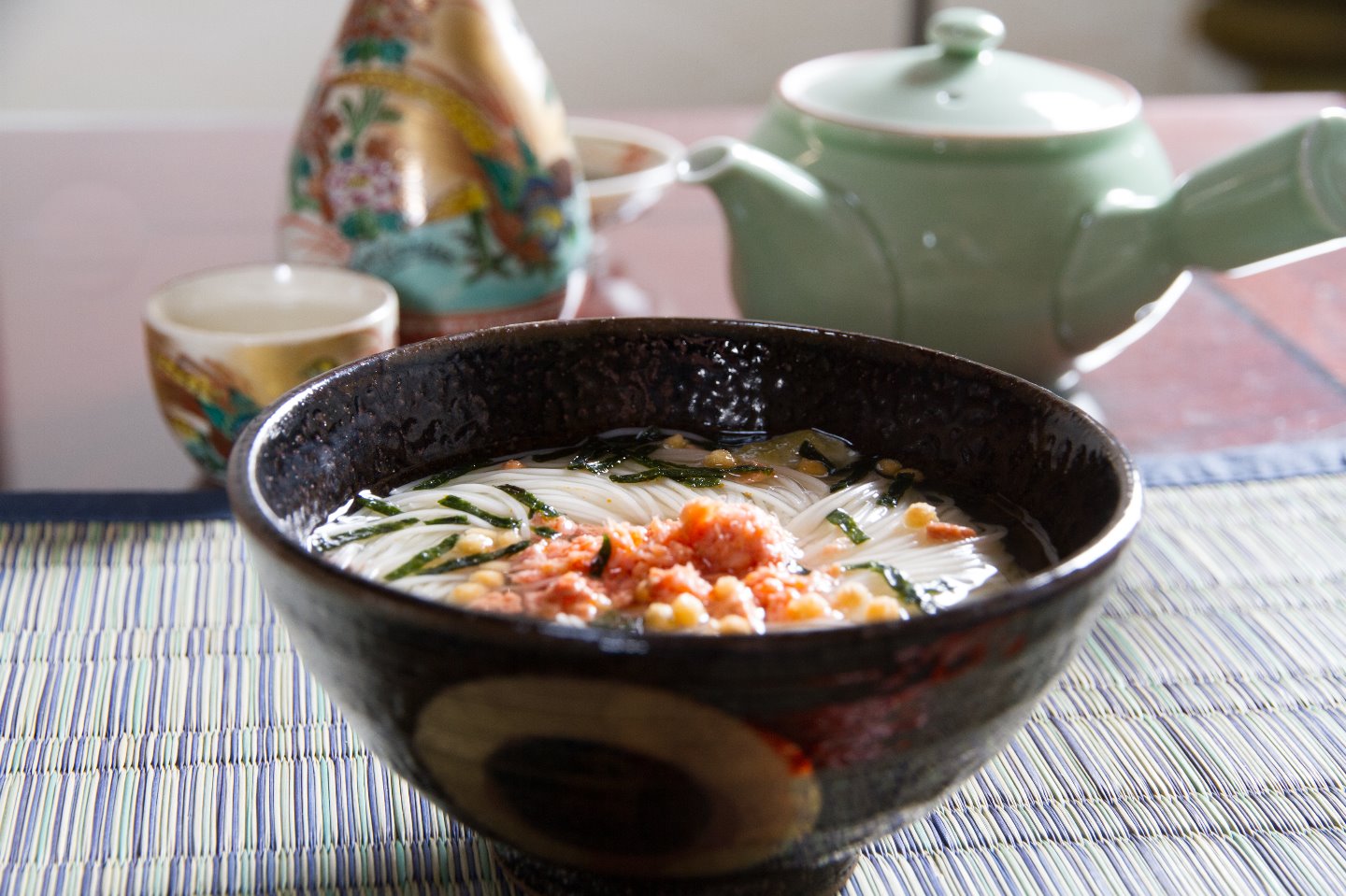 お酒の後の簡単お茶漬けそうめん